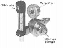 Manodétenteur avec barboteur et débitmètre (Débit variable 0-30 l/min)